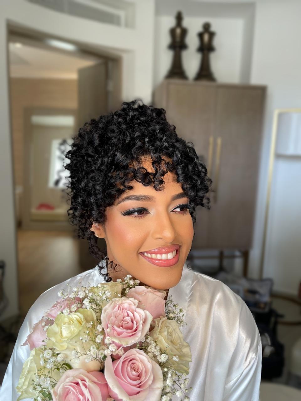 Happy bride enjoying her wedding beauty look in Punta Cana